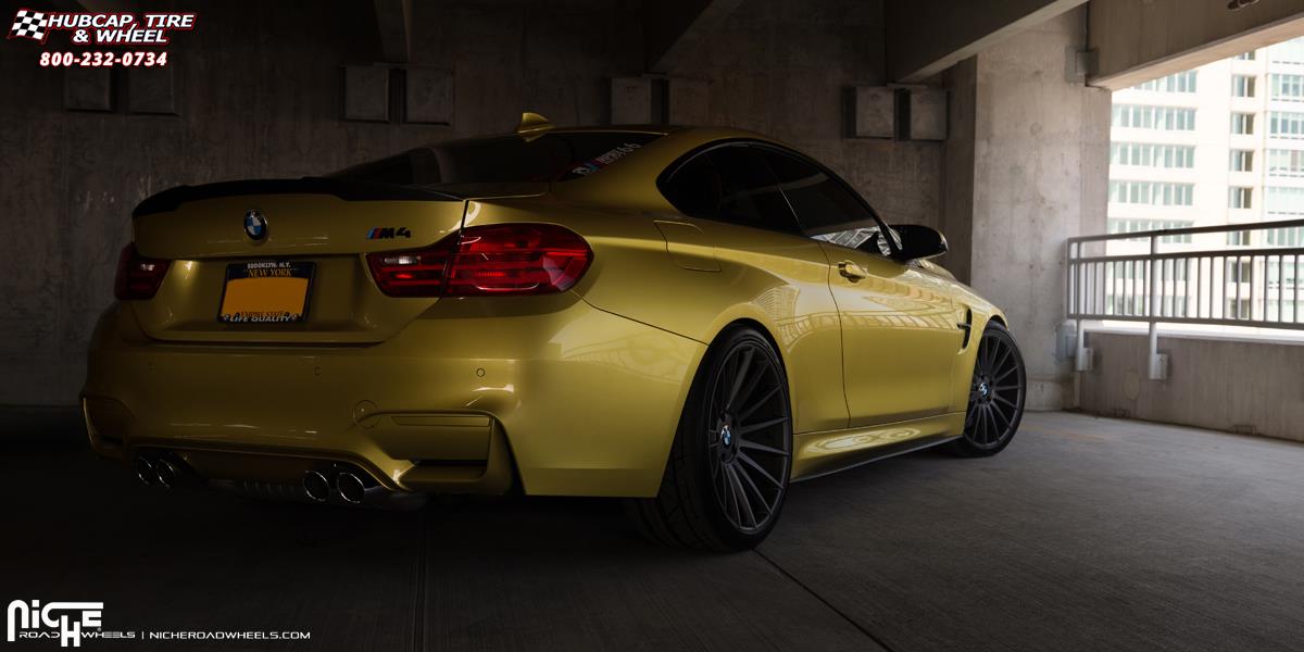 vehicle gallery/bmw m4 niche form m157 20x85  Charcoal wheels and rims